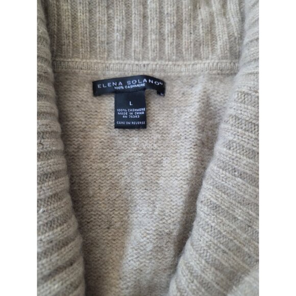 Elana Solano Cashmere Cardigan Tan Size Large. Hole Mended. Pls See Picture - Picture 6 of 8